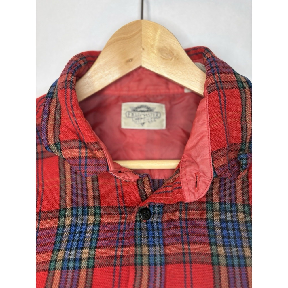 VTG Fieldmaster XL Wool Blend Red Tartan Plaid Long Sleeve Button Up Men's Shirt